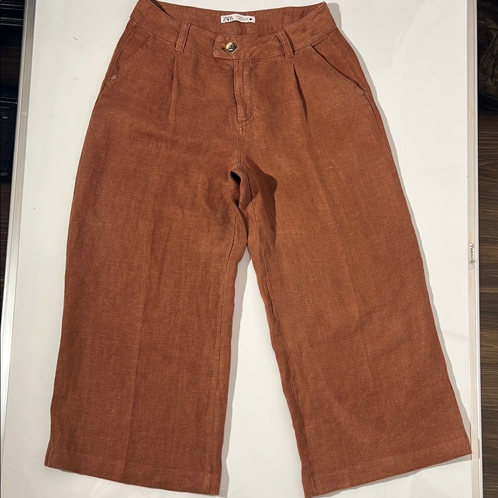Zara Terracotta Cropped Trousers